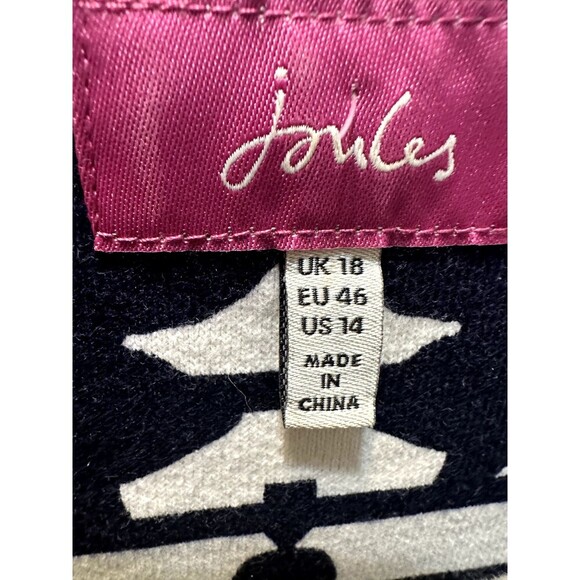 Joules Womans Floral Long Top Size 14 Striped 3/4 Sleeve Old Money Pockets Artsy - Picture 2 of 13